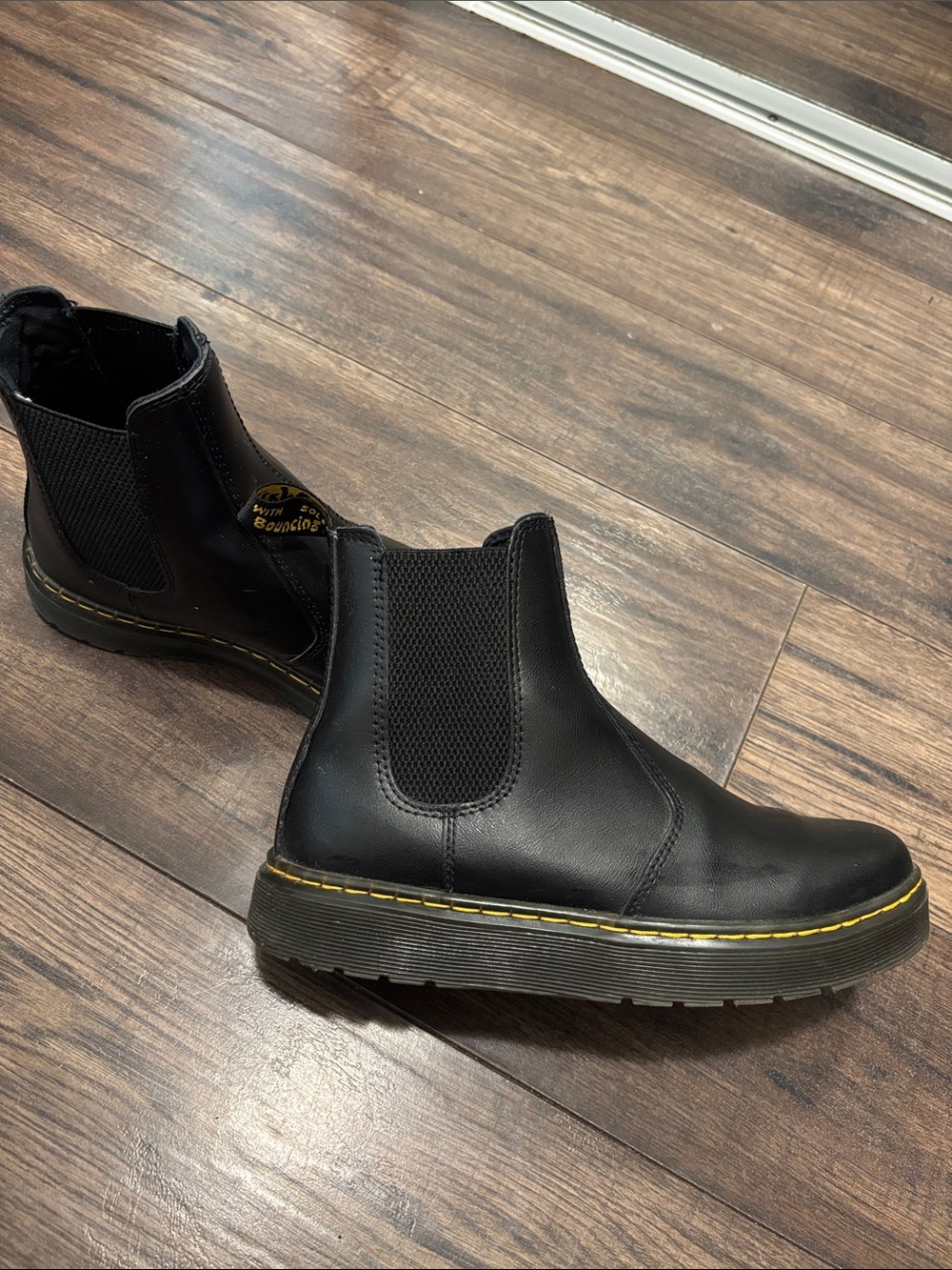 Dr. Martens Black Leather Chukka Boots with Yellow Stitching